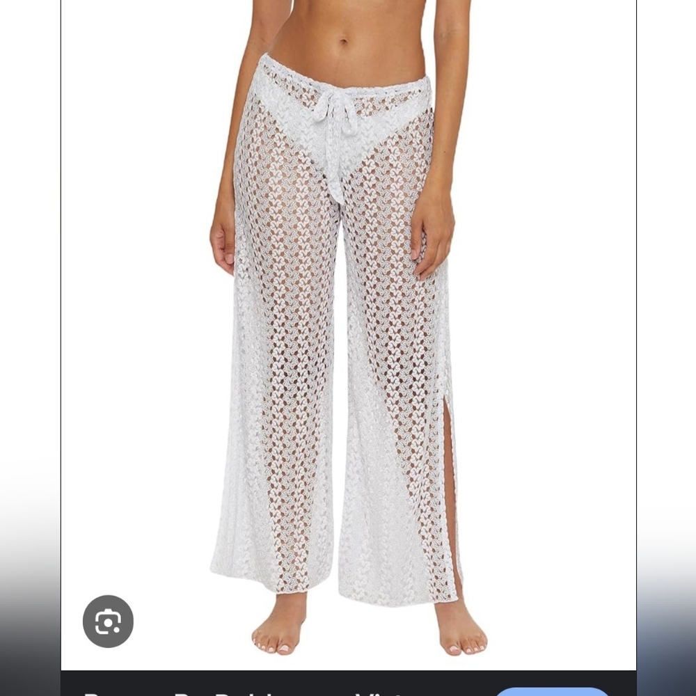 Becca White Crochet Beach Pants. Sz M